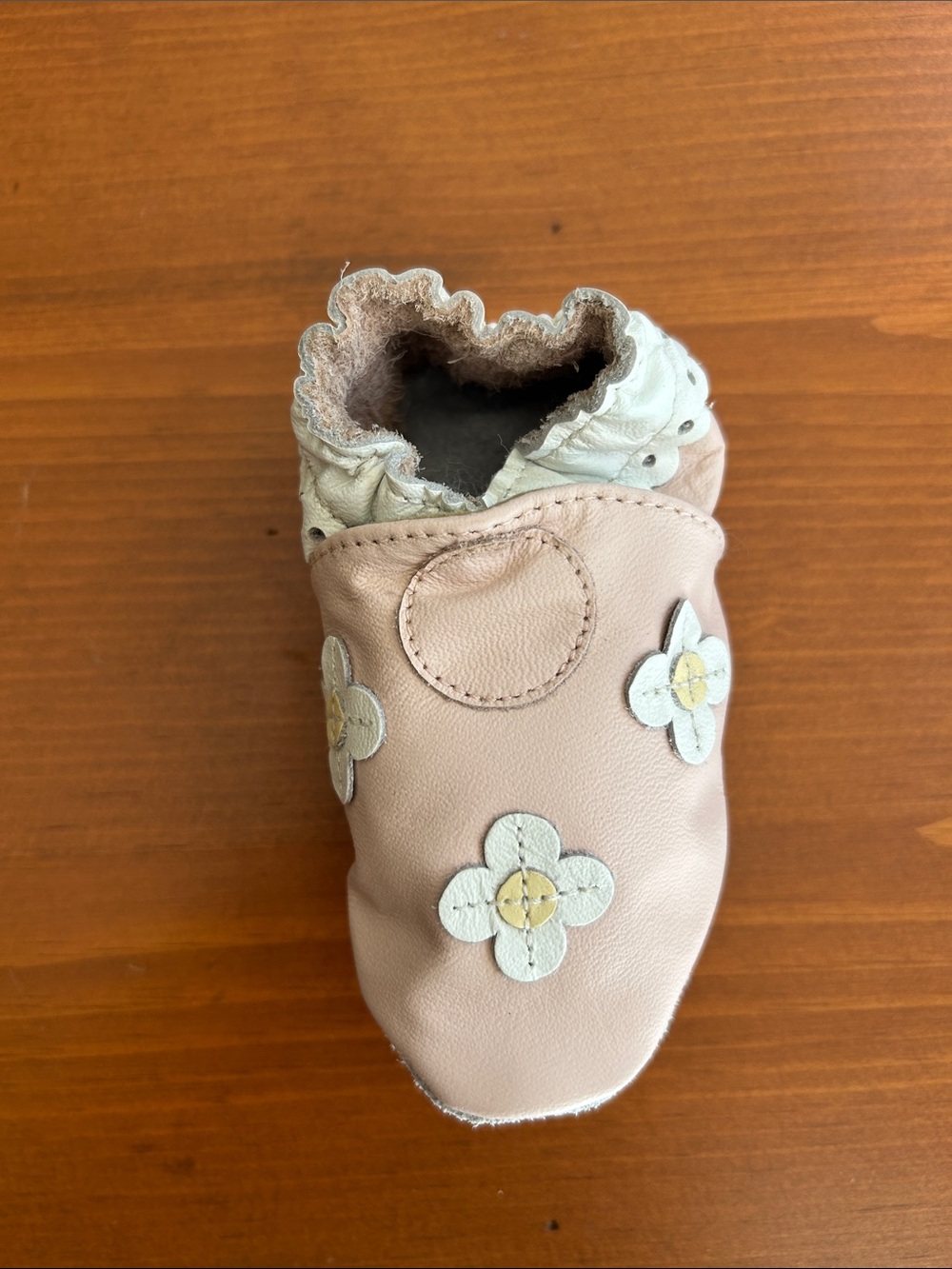 Robeez Pink Floral Leather Soft-Soled Shoe